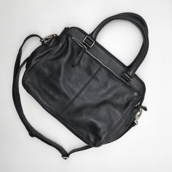 Colorado Black Leather Multi Compartment Large Cross Body Shoulder Tote Bag - Picture 11 of 16